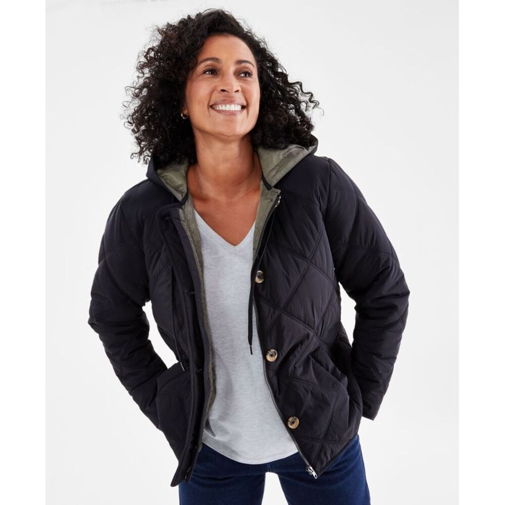Style & Co. Women's Quilted Hooded Zip Jacket